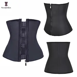 Sweat Women Shapers Slimming Girdle Body Shaperwear Zip And Clip 7 Steel Boned Corset Smooth Latex Slimming Sheath