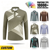 Polo à manches longues pour homme en polyester à sublimation personnalisée, style décontracté chic, avec impression intégrale pour le sport