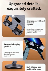 <b>Foldable</b> Upgraded Aluminum Alloy Adjustable Height 360 Rotatable Mobile Phone Holder for iPhone for Desktop - Product Image 5