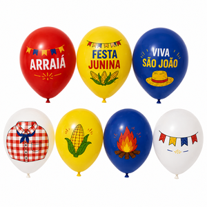 Ballons en latex imprimés Festa Junina Sao <span class=keywords><strong>Joao</strong></span> Arraia à motif écossais pour la décoration de fête du festival de juin brésilien - Product Image 2