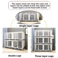 Cage d'élevage pour chats et chiens en métal, à trois étages, compartimentée, double couche, pour pension canin et félin