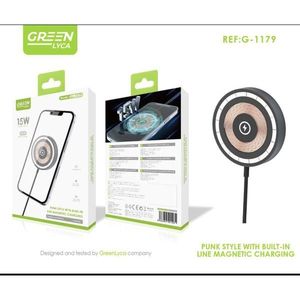 Chargeur sans fil magnétique Greenlyca 15W, style punk, avec câble intégré - Product Image 3