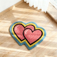 Tapis Rose Style Tatouage Old School, Tapis en Forme de Fleur Rouge Esthétique, Tapis de Sol en Peluche pour la Décoration d'un Salon de Tatouage