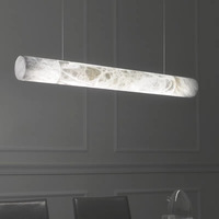 Luminaires suspendus Zeal Lighting, style minimaliste moderne, en cuivre et marbre, linéaires, en albâtre, pour table de salle à manger