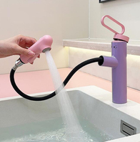 Robinet de lavabo moderne en laiton à montage sur comptoir avec douchette extractible pour salle de bain d'hôtel