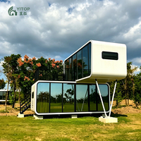 Cabine mobile de luxe préfabriquée en forme de pod, capsule spatiale mobile à coque en alliage, grande maison capsule pour appartement haut de gamme, villa, hôtel