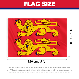 Bandera de Normandía, Francia, Resistente para Exteriores, 3x5 pies, Personalizada con Dos Leopardo, Poliéster Resistente a la Intemperie con Ojales - Product Image 3