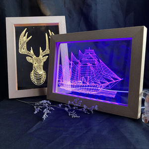 Khung Ảnh Bằng Gỗ Đèn Ngủ LED Khung Ảnh Bằng Gỗ Với Khung Ảnh <span class=keywords><strong>Acrylic</strong></span> Bằng Gỗ <span class=keywords><strong>Acrylic</strong></span> Đèn Ngủ LED 3D 7 Màu - Product Image 4