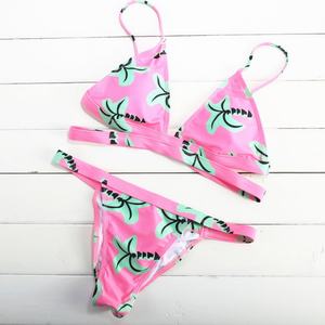 ชุดบิกินี่วีสตริงไมโครบราสำหรับผู้หญิงไซส์พลัส แห้งเร็ว ระบายอากาศได้ดี พร้อมผ้าพิมพ์ลายโลโก้ด้านหน้าแบบกำหนดเอง 1 ชิ้น - Product Image 1