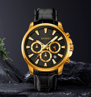 Montre à quartz pour homme avec logo personnalisé, bracelet en cuir, chronomètre en verre, petite fonction trois aiguilles, boîtier en alliage étanche, mouvement japonais
