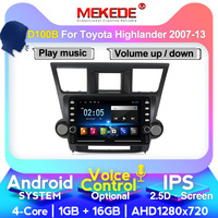 MEKEDE-D Android 9 4Core 1+16G Lecteur DVD audio vidéo pour voiture pour Toyota Highlander 2009 2010 2011 2012 WIFI GPS Radio stéréo BT 4G