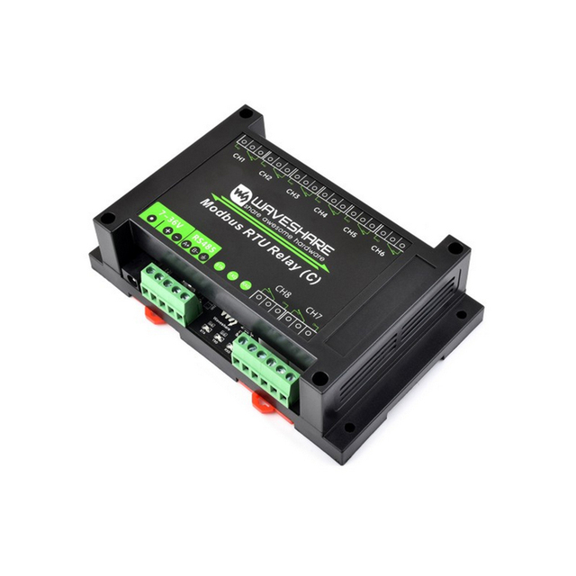 Modbus RTU 8-ch Latching Relay Module (C) with RS485 Interface Multi Isolation Protection Circuits Rail-mounted Case