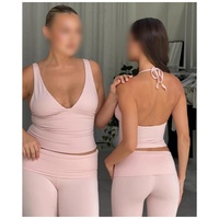 Ensemble pantalon long légèrement évasé et respirant à séchage rapide pour femme, avec sangle de cou, idéal pour le yoga et le Pilates – Vêtements de marque