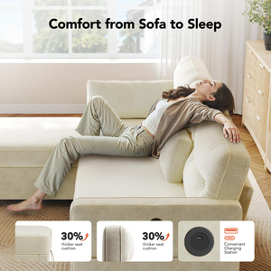 Canapés en forme de L, canapé-lit <span class=keywords><strong>convertible</strong></span>, canapé en chenille nuage avec chaise longue réversible avec rangement, USB pour le salon - Product Image 3