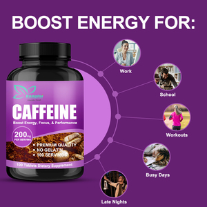 Tabletas de Cafeína OEM ODM Suplementos de Energía Fácil de Tragar Aumenta el Enfoque de Energía y Píldoras de Cafeína de Rendimiento - Product Image 5