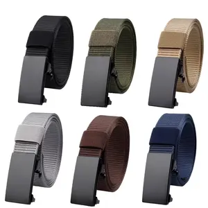 Wholesale Custom Famous Luxury Business Canvas Belt Adjustable Automatic Buckle Nylon Fabric Belts For Men