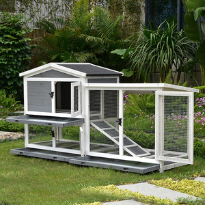 <span class=keywords><strong>Cage</strong></span> d'élevage commerciale moderne en bois à 2 étages pour lapins, avec toit en asphalte gris, pour plusieurs animaux - Product Image 3