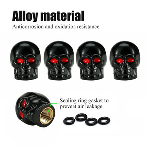 Skull Valve <b>Cap</b> Black Plastic Copper Core American <b>Stem</b> Tire Modification Ornament Compression Type - Product Image 5