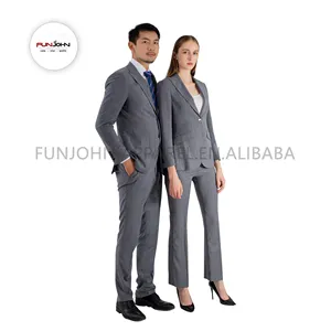 사무실 유니폼 디자인 여성 사무실 관리자 바지 유니폼 새로운 품질 싱글 브레스트 2 백 슬릿 샘플