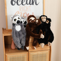 Nouvel arrivage de peluche longs bras singe noir paresseux brun chimpanzés Animal en peluche décoration de la maison douce mère et bébé lémurien poupée
