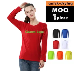 เสื้อยืดแขนยาวคอกลมผ้าโพลีเอสเตอร์สำหรับผู้ชายเสื้อยืดแขนยาวทรงพอดีตัวผ้าโพลีเอสเตอร์ออกแบบโลโก้ได้ตามที่ต้องการ - Product Image 1