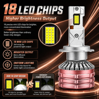 Ampoule de phare LED intelligente pour voiture YHKOMS YG3 haute performance 200W 20000LM H4 6000K, nouvelle version en aluminium, universelle, 12V HB3