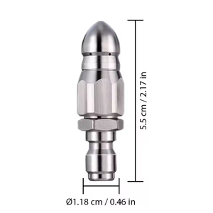 <span class=keywords><strong>Buse</strong></span> <span class=keywords><strong>de</strong></span> nettoyage <span class=keywords><strong>de</strong></span> canalisations haute pression en acier inoxydable à connexion rapide 1/4 po, 1 trou avant et 6 trous arrière, <span class=keywords><strong>pour</strong></span> nettoyeur haute pression - Product Image 2