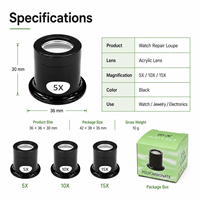 Loupe de réparation de montres portable, lentille en verre HD, grossissement 5X 10X 15X, 42x38x35mm, 10g, pour l'inspection de précision des bijoux et de l'électronique
