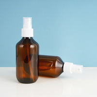 Bouteilles cosmétiques en plastique couleur ambre vides, forme Boston, avec pompe pulvérisatrice fine, pour stockage à l'abri de la lumière