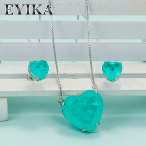 Đẹp Brazil Bán Joias Hình Trái Tim Mô Hình Thời Trang Màu Xanh Tự Nhiên Thủy Tinh Pha Lê Joyeria Fusion Đá Trang Sức Set - Product Image 2