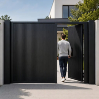 Portail de jardin en alliage d'aluminium de style européen, traité thermiquement, avec un dessus arqué, ignifuge, revêtement en poudre, pour villa