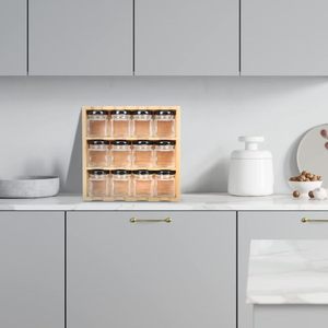 Bamboo and wood kitchen storage rack, household desktop divider storage rack, multi-compartment <b>spice</b> <b>jar</b> organizer. - Product Image 3