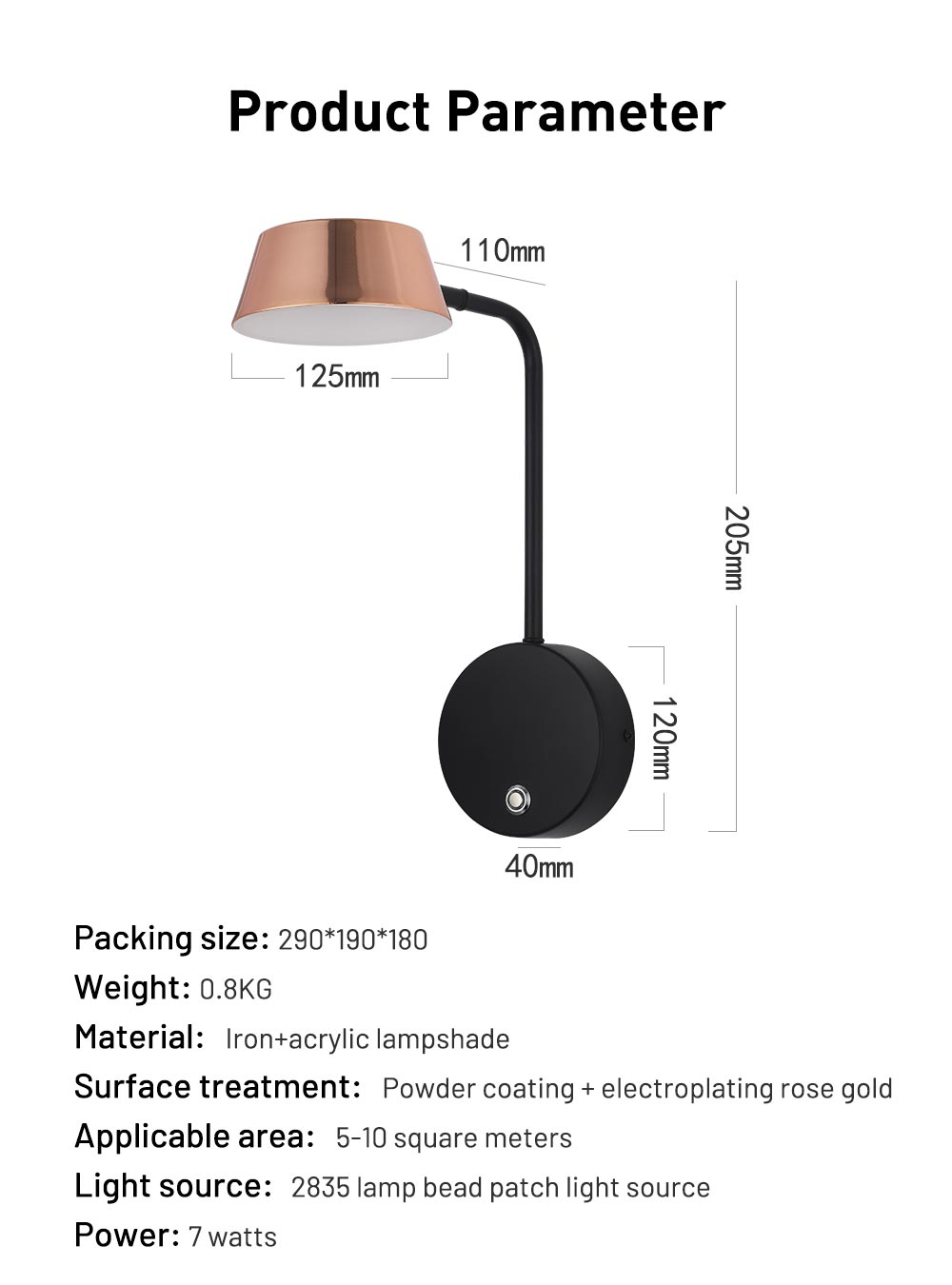 Nordic Bedside Wall Lamp Indoor Modern 8W Adjustable Led Wall Light For Bedroom