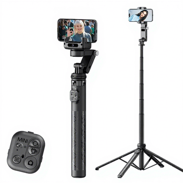 C16R 1570mm Gimbal Stabilizer Selfie Stick, AI Face Tracking, Quadrapod Base with Fill Light