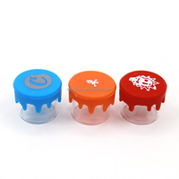 Pot en verre personnalisé de 2, 3, 5, 10 ml, 50 ml pour concentrés, herbes, gommes, résine, en borosilicate, anti-odeur, 3,5 g, 7 g, avec couvercle anti-goutte en silicone
