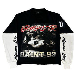 Unisex High Quality 100% Cotton Terry <b>T</b>-<b>Shirt</b> Double Layer <b>Long</b> Sleeve Anti-Shrink Oversize Casual Design Spring Customizable - Product Image 4