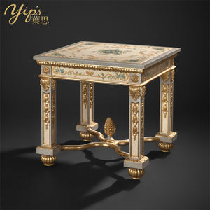 Yips, serie europea de resina, tallado a mano, patrón de rosa azul pintado a mano, mesa auxiliar clásica para sala de estar - Product Image 2