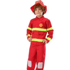 Costume de Cosplay pour Garçon, Ensemble 3 Pièces <span class=keywords><strong>Rouge</strong></span> à Manches Courtes en Polyester avec Chapeau et Pantalon, Idéal pour Halloween, Jeu de Rôle, Exercice de Secours, Style Américain - Product Image 5