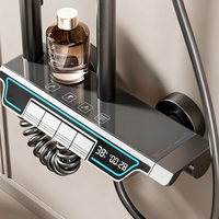 Ensemble de douche à pommeau rond Panneau de commande en verre LED Affichage numérique Aluminium Construction Thermostatique