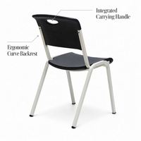 Chaise de réception empilable en plastique avec dossier ergonomique, chaise de visiteur de bureau