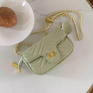 Bolso de Hombro de Moda para Mujer, Nuevo Modelo de Otoño, Portátil, Acolchado, con Cadena, Tweed, Pequeño, Cuadrado, Forro de Poliéster, Correa Única, Cierre de Cremallera - Product Image 2