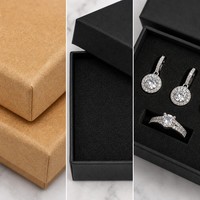 Boîte cadeau pour bijoux en papier kraft noir mat avec insert en mousse 5x5 5x8 7x9 9x9 22x5cm pour bague, boucles d'oreilles, collier, bracelet OEM