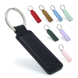 Cheap Promotional Gifts Leather Key Fob Keychain PU Tag Key Holder Car Gifts Key Chain Ring Wholesale Blank Leather Keyring Tag