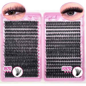 Paquete de Pestañas Postizas Sintéticas, Estilo Wispy Fluffy, 40D 60D 80D 100D, Volumen Completo Mixto, Pestañas Individuales en Racimo, Precortadas para DIY - Product Image 4