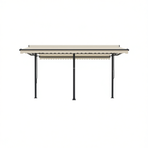 Set di Pali per Tenda da Sole in Ferro Antracite 118.1x96.5 Pollici, Operazione Manuale, Ombreggiatura Autoportante per Patio - Product Image 1