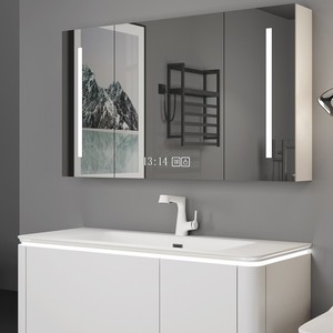 Modern simple heat-bent integrated basin <b>oak</b> bathroom cabinet solid wood seamless basin bathroom cabinet - Product Image 2
