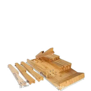 ชั้นวางมีดไม้ ชั้นเก็บของไม้เนื้อแข็ง ช่องใส่มีดหลายช่อง ขนาด 41 ซม. สำหรับจัดเก็บในครัว - Product Image 1