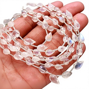 Wholesale Natural <b>Rainbow</b> Moonstone Faceted Teardrop Drop Beads 5x7MM White Moonstone Beads For Jewelry Making 8 Inch Strand - Product Image 1