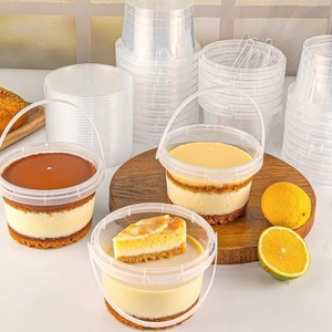 Offre Spéciale 500ML clair plastique PP tasse carrée avec couvercle yaourt gelée pouding conteneur Dessert tasses pour crème glacée <span class=keywords><strong>Mousse</strong></span> gâteau - Product Image 2