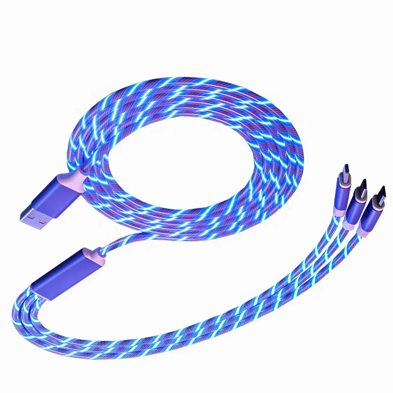 Led Luminous 1,2m 3 in 1 glühendes Schnellladekabel USB-Ladekabel für iPhone Samsung Micro Type C Ladekabel